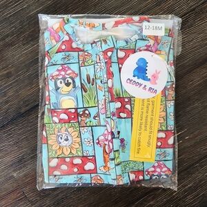 Bluey Bamboo Quilted Mushroom Zip Pajamas - 12-18mo